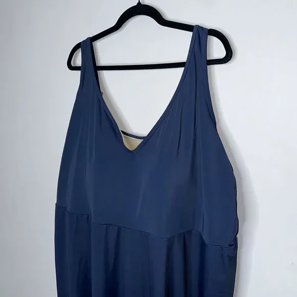 Swimsuits For All Women’s Floral Border Swim Dress Navy Blue Size 34 - Picture 2 of 6